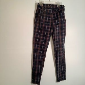 ZARA Tartan cigarette pants with side zip